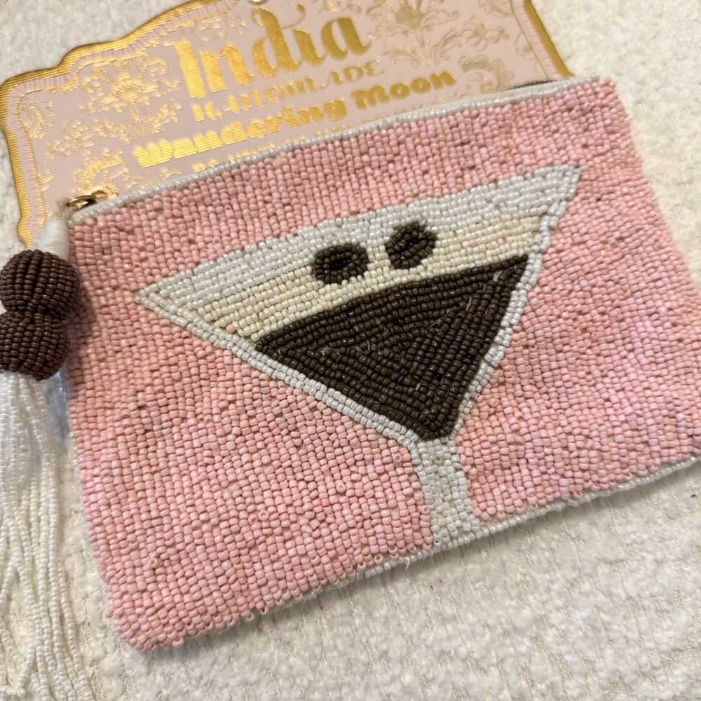 TJ Maxx Viral Espresso Martini Clutch Zippered Bag - Pink with Bows